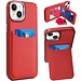 For Apple For Apple iPhone 14 PLUS Card Holder with Mirror Inside PU Leather Hybrid Case