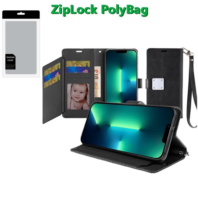 For Apple [PolyBag] For Apple iPhone 13 Pro Max Wallet ID Card Holder