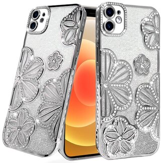For Apple For Apple iPhone 12 & iPhone 12 Pro Shimmer Glitter Floral Design Thick TPU Case Cover