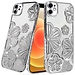 For Apple For Apple iPhone 12 & iPhone 12 Pro Shimmer Glitter Floral Design Thick TPU Case Cover