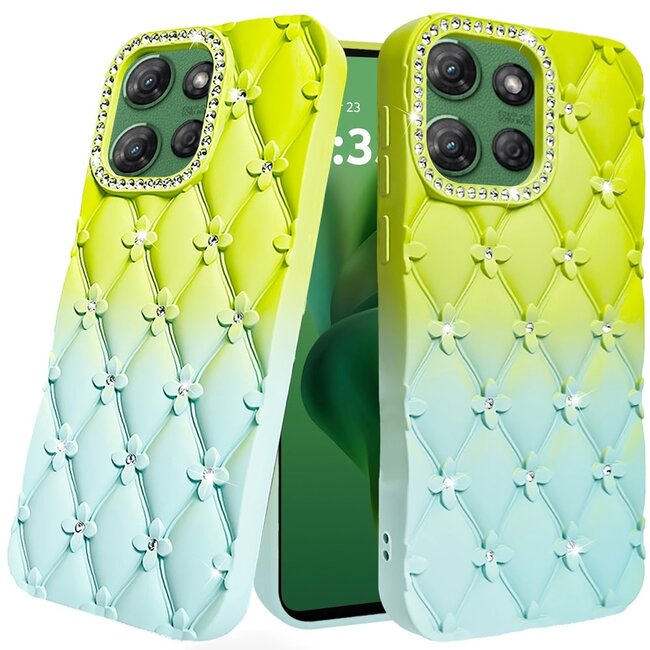 Motorola For Motorola Moto G Power 5G 2025 Floral Joy Glitter Shimmer Leather Feel Thick TPU Case