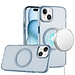 For Apple For Apple iPhone 15 Magnetic Circle Ring Transparent Premium Acrylic with Metal Buttons & Camera Raised Lip