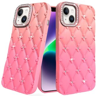 For Apple For Apple iPhone 13/14 Floral Joy Glitter Shimmer Leather Feel Thick TPU Case