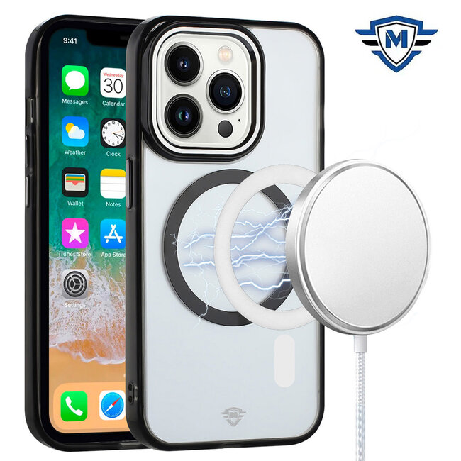 For Apple For Apple iPhone 15 METKASE Magnetic Circle Ring Transparent Premium Acrylic Case Cover with Metal Buttons & Camera Raised Lip in Slide-Out Package