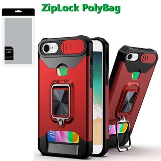 For Apple [PolyBag] For Apple iPhone 16e / SE4 Multi-Functional Card Magnetic Ring Stand Hybrid Camera