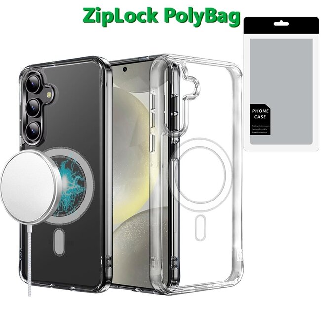For Samsung [PolyBag] For Samsung Galaxy s25 Plus/s24 Plus Thick Transparent Magnetic Circle Shockproof Hybrid