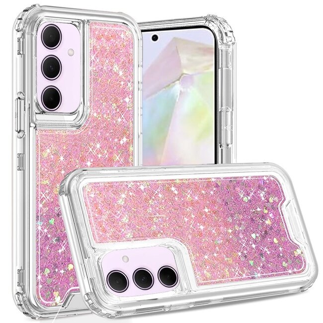 For Samsung For Samsung Galaxy A36 Epoxy Sticker Glitter 3in1 Shockproof Transparent Hybrid Case