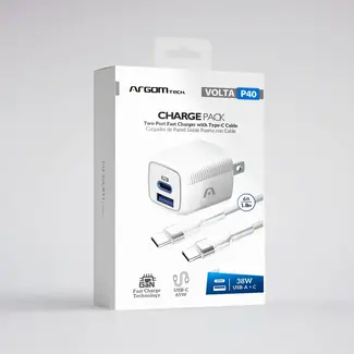 Argom VOLTA P40 Charge Pack – Two-Port Fast Charger with Type-C Cable