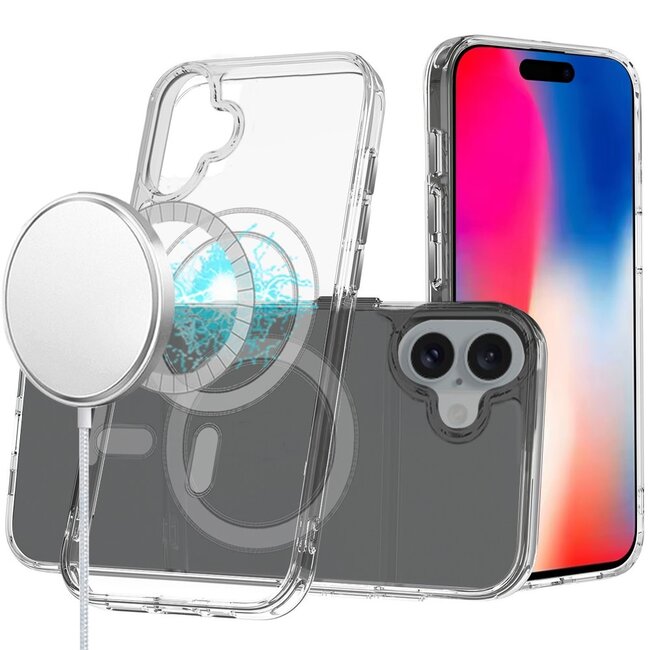 For Apple For Apple iPhone 16 6.1 inch Thick Transparent [Magnetic Circle] Shockproof Hybrid