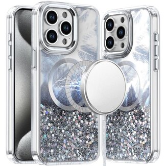For Apple For Apple iPhone 15 Pro Max Epoxy Glitter Shimmer Magnetic Circle Hybrid Case
