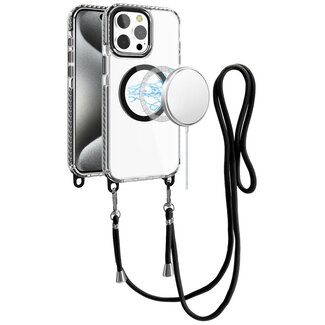 Techy For Apple iPhone 15 Pro Max Transparent HQ Clear Line Design Edged Hybrid Magnetic Circle with Matching Lanyard