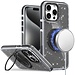 For Apple For Apple iPhone 15 Pro Max Glitz HQ Shimmer Glitter Magnetic Ring Circle with 360 degree Rotational Ring Kickstand Tough Hybrid Case
