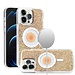 For Apple For Apple iPhone 15 Pro Magnetic Ring Circle Real Flower Epoxy Glitter Hybrid Case Cover