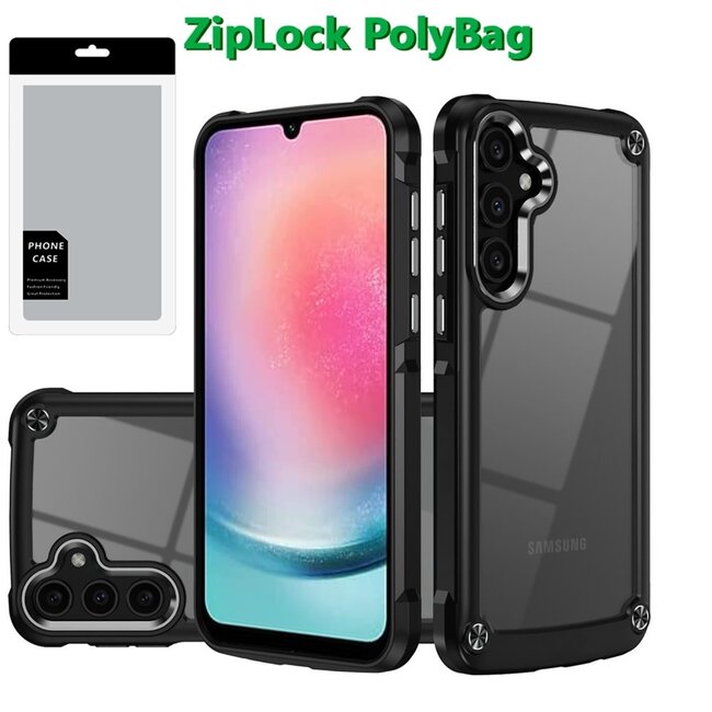 For Samsung [PolyBag] For Samsung Galaxy A26 Ultimate CaseX Transparent Hybrid Case with Metal Buttons And Camera Edges
