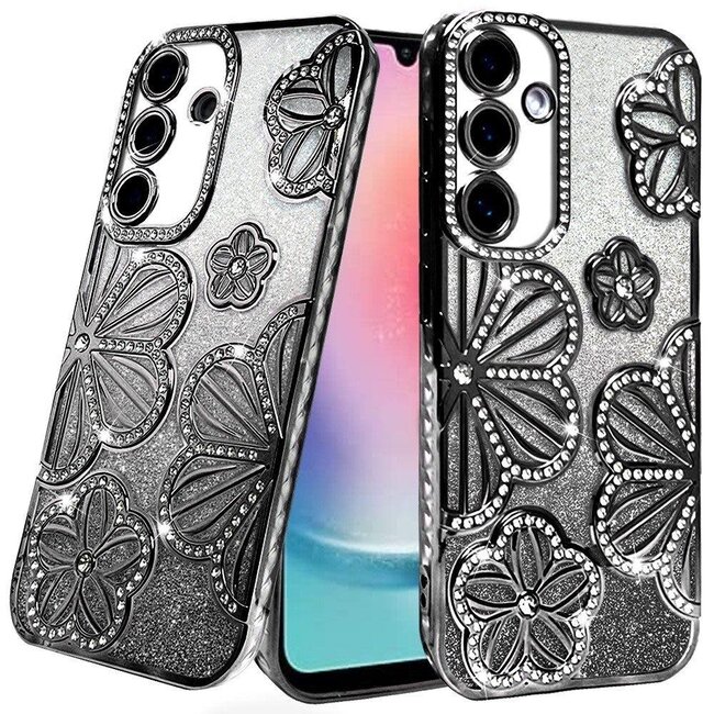 For Samsung For Samsung Galaxy A26 Shimmer Glitter Floral Design Thick TPU Case Cover