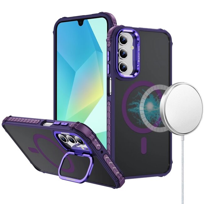 For Samsung For Samsung Galaxy A16 5G ShatterProof HQ Metal Camera Ring [Magnetic Circle] with Colorful Edged Bar Case