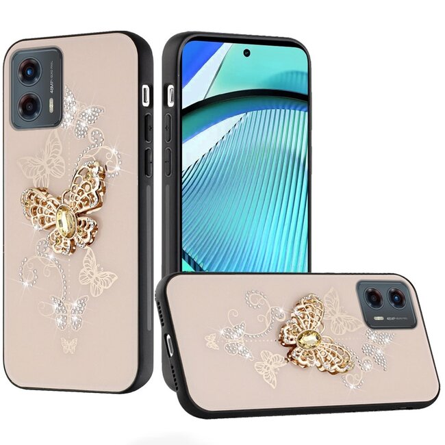Motorola For Motorola Moto G Power 5g 2024 SPLENDID Diamond Glitter Ornaments Engraving Case Cover Garden Butterflies