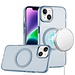 For Apple For Apple iPhone 14 PLUS Magnetic Circle Ring Transparent Premium Acrylic with Metal Buttons & Camera Raised Lip