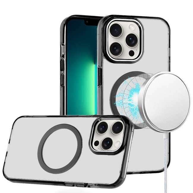 For Apple For Apple iPhone 13 Pro Max Magnetic Circle Ring Transparent Premium Acrylic with Metal Buttons & Camera Raised Lip