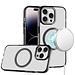 For Apple For iPhone 14 PRO MAX 6.7" Magnetic Circle Ring Transparent Premium Acrylic with Metal Buttons & Camera Raised Lip