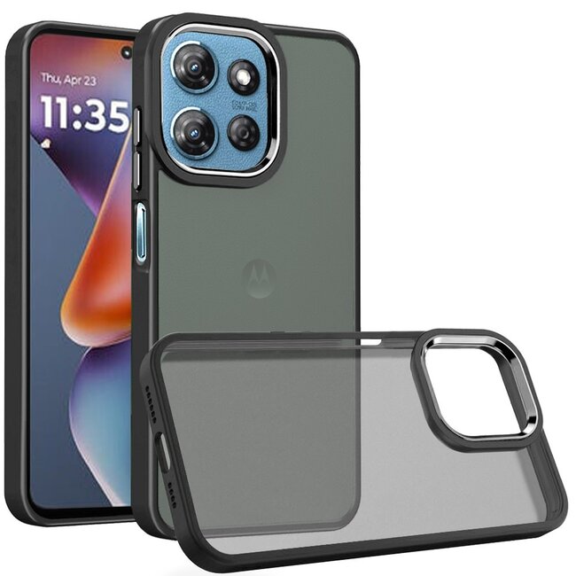 For Samsung For Motorola Moto G 5G 2025 Polished Oil Thick Acrylic Metal Button Hybrid Case Cover