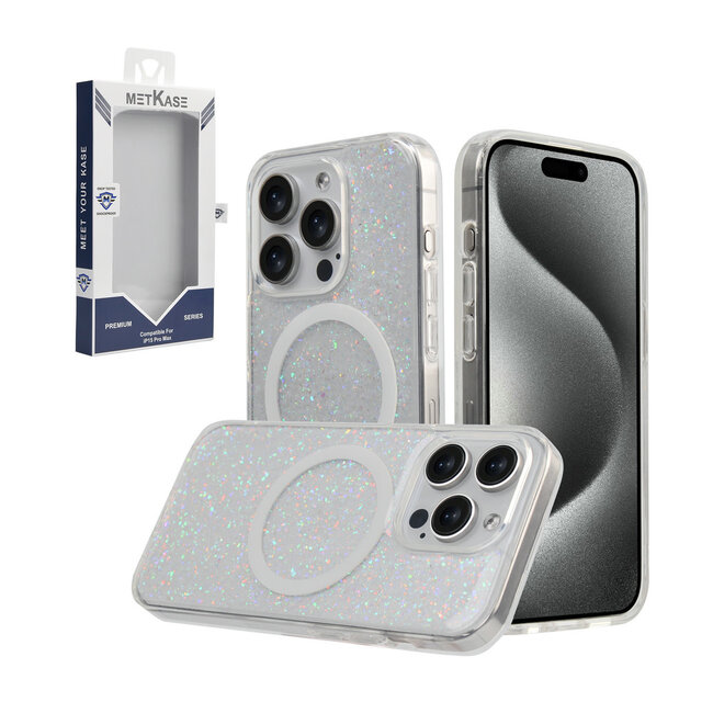 For Apple For Apple iPhone 15 METKASE SHIMMER Transparent [MAGNETIC CIRCLE] Shockproof Hybrid