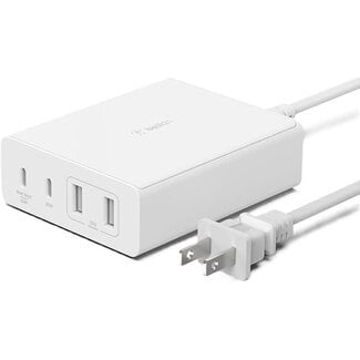 Techy Belkin 4-Port GaN Charger  Multi-Port Desktop Charger Block w/ USB-C PD Fast Charge & USB-A Ports