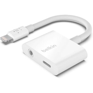 Techy Belkin Lightning to 3.5mm Audio Jack to USB-C Cable Splitter