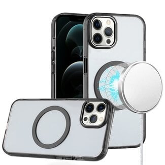 For Apple For Apple iPhone 12 Pro Max 6.7 Magnetic Circle Ring Transparent Premium Acrylic with Metal Buttons & Camera Raised Lip