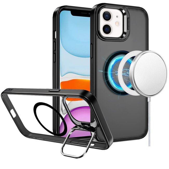 For Apple For Apple iPhone 11 (XI6.1) Fearless Tough HQ Metallic Hybrid with Camera Ring Stand Magnetic Circle Case