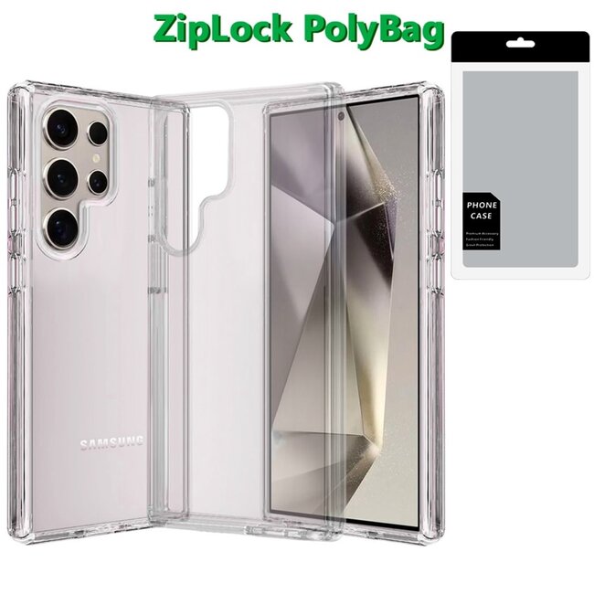 For Samsung [PolyBag] For Samsung Galaxy s25 Ultra Sturdy Ultra Thick 3mm Transparent Hybrid Case Cover