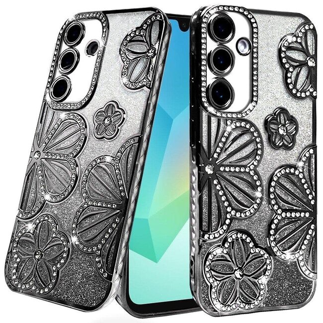 For Samsung For Samsung A16 5G Shimmer Glitter Floral Design Thick TPU Case Cover