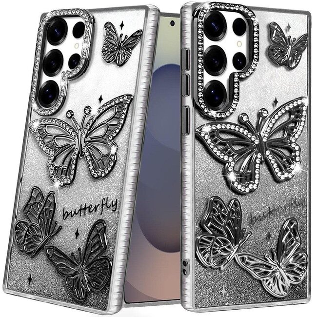 For Samsung For Samsung Galaxy s25 Ultra Butterfly Freedom Shimmer Glitter Thick TPU Case Cover