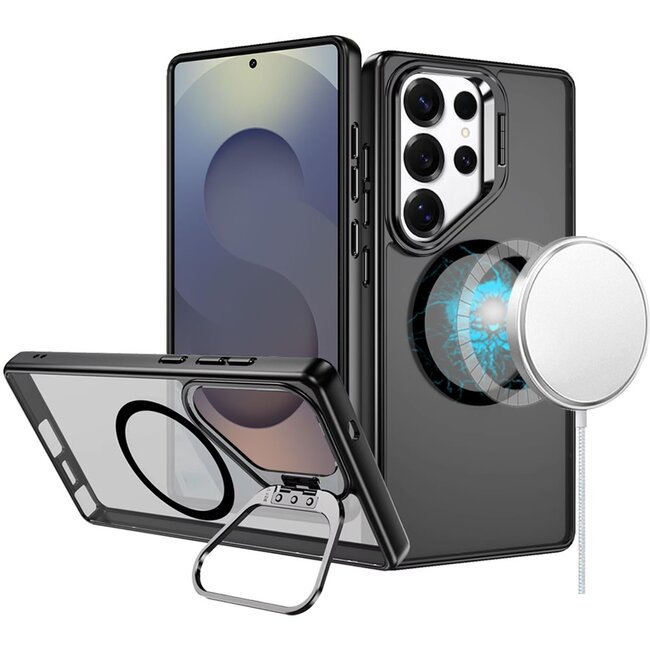 For Samsung For Samsung Galaxy s25 Ultra Fearless Tough HQ Metallic Hybrid with Camera Ring Stand Magnetic Circle Case