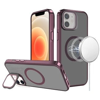 For Apple For Apple iPhone 12 & iPhone 12 Pro Frame Aluminium Camera Stand Metallic Buttons Magnetic Circle Tough HQ Hybrid Case