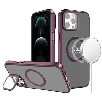 For Apple For Apple iPhone 12 Pro Max 6.7 Frame Aluminium Camera Stand Metallic Buttons Magnetic Circle Tough HQ Hybrid Case