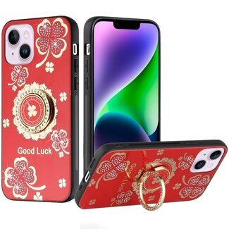 For Apple For Apple iPhone 14 6.1" SPLENDID Diamond Glitter Ornaments Engraving Case Cover Good Luck Floral