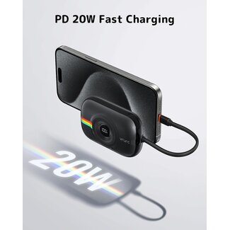 Vrurc VRURC 10000mAh Portable Charger with Built in Cable, Portable Charger with Cord, 20W Fast Charging Small Mini Power Bank with Wire, USB C Battery Pack Travel Essentials for Most Smart Devices