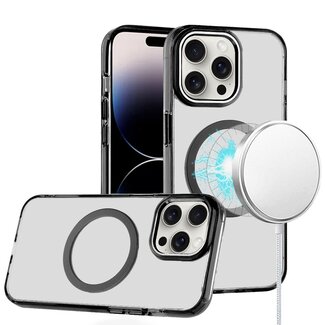 For Apple For Apple iPhone 14 PRO 6.1" Magnetic Circle Ring Transparent Premium Acrylic with Metal Buttons & Camera Raised Lip