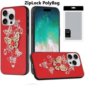For Apple [PolyBag] For Apple iPhone 16 Pro Max 6.9 inch SPLENDID Diamond Glitter Ornaments Engraving Garden Butterflies