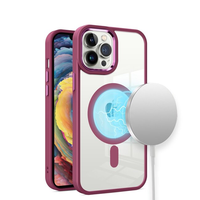 For Apple For Apple iPhone 13 6.1 Greatest Clear Acrylic Magnetic Circle ShockProof ToughThick Metal Button Hybrid