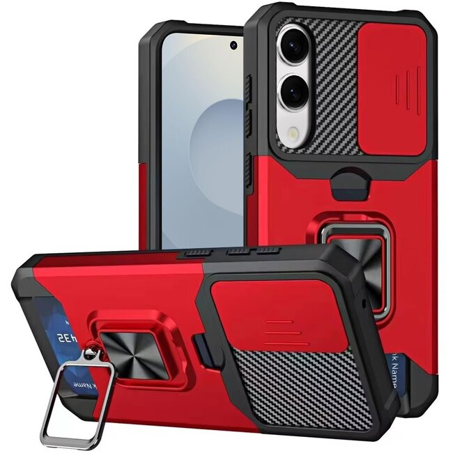 For Samsung For Samsung Galaxy s25 Edge Multi-Functional Card Magnetic Ring Stand Hybrid Camera Case Cover