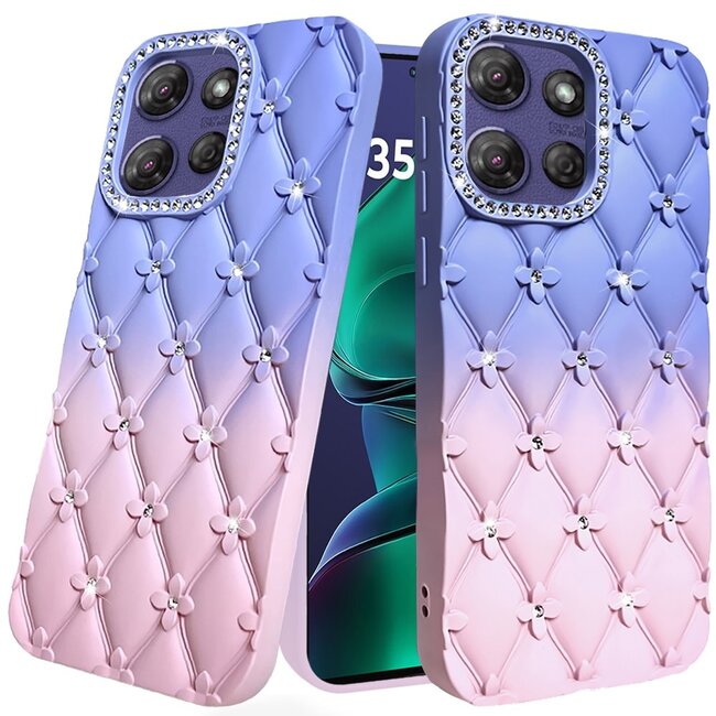 Motorola For Motorola Moto G Stylus 5G (2025) Floral Joy Glitter Shimmer Leather Feel Thick TPU Case