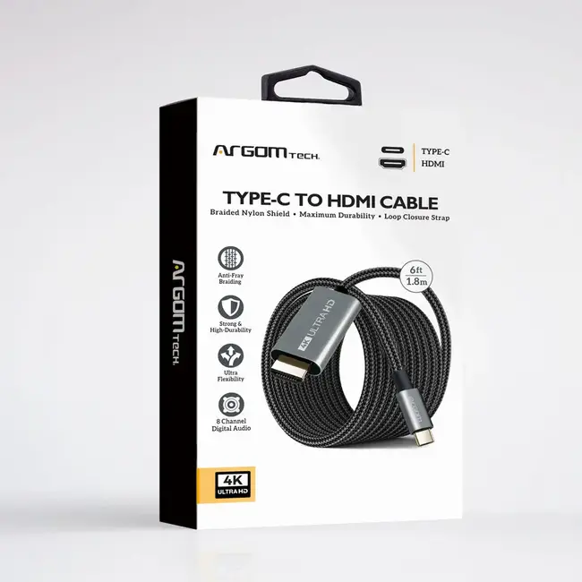 Argom Argom Cable Type-C To HDMI 4K 30Hz Nylon Braided 1.8m/6ft
