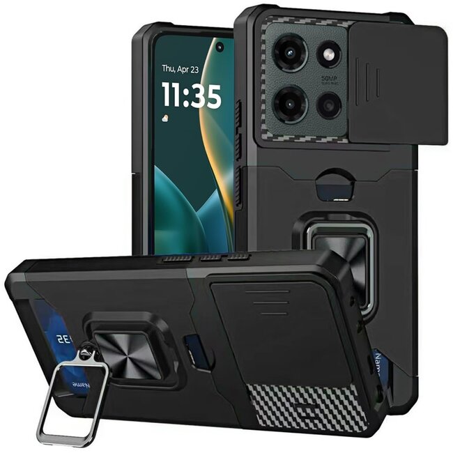 Motorola For Moto G Stylus 5G 2025 Multi-Functional Card Magnetic Ring Stand Hybrid Camera Case Cover