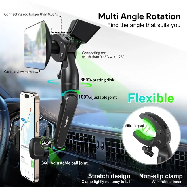 unno Esoulk Car Rearview Mirror Phone Holder