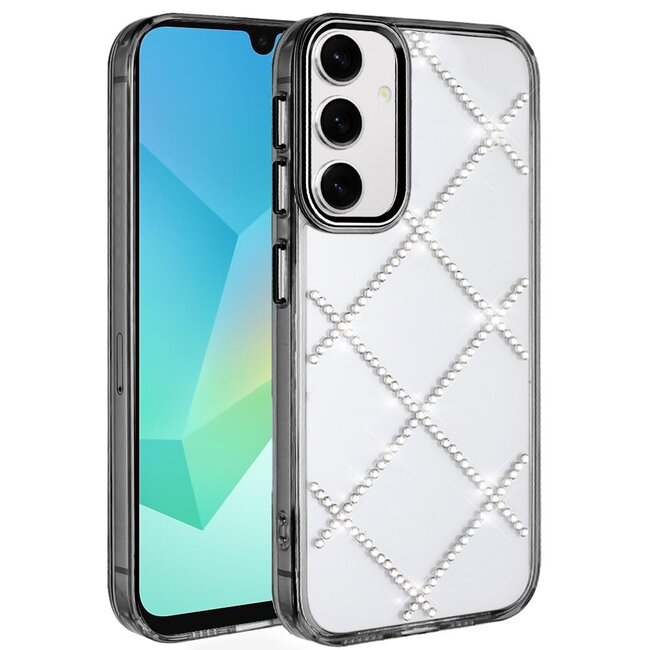 For Apple For Samsung A16 5G Gem Glitter Diamond Transparent Hard Colorful TPU Hybrid Case