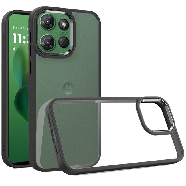 For Samsung For Motorola Moto G Power 5G 2025 Finest Transparent Thick Acrylic Hybrid Metal Buttons Cover Case