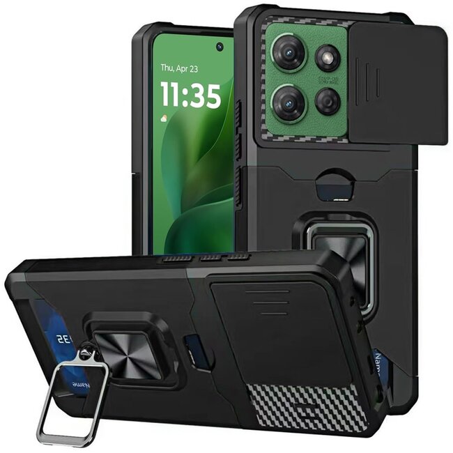 Motorola For Motorola Moto G Power 5G 2025 Multi-Functional Card Magnetic Ring Stand Hybrid Camera Case Cover