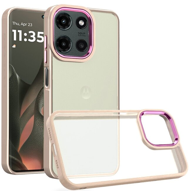 For Samsung For Motorola Edge 2025 Polished Oil Thick Acrylic Metal Button Hybrid Case Cover
